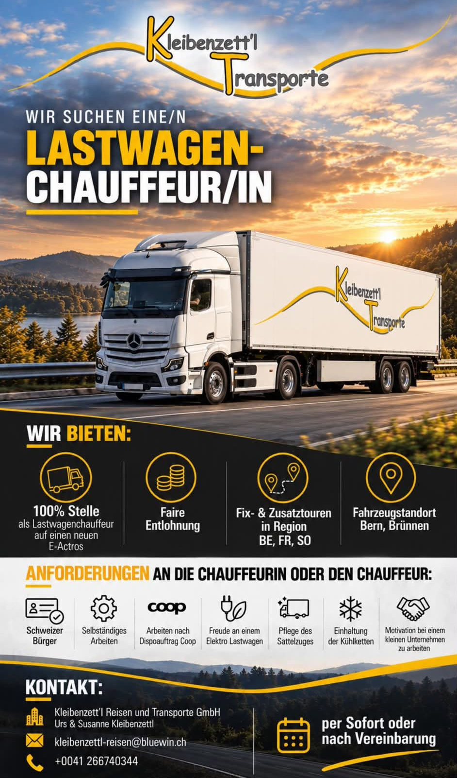Stellenausschreibung Chauffeur